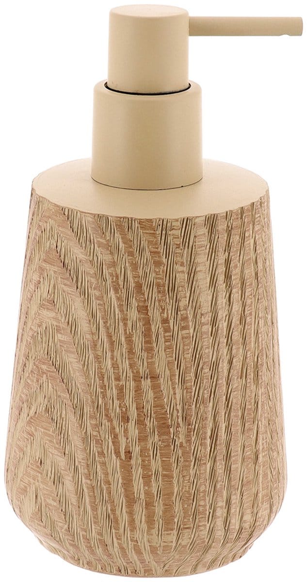 Tendance Zeeppompje/zeepdispenser - bruin - hout look - kunststof - 350 ml