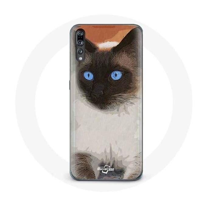 Coque pour Huawei P20 Siamois Noir et blanc Yeux Bleus