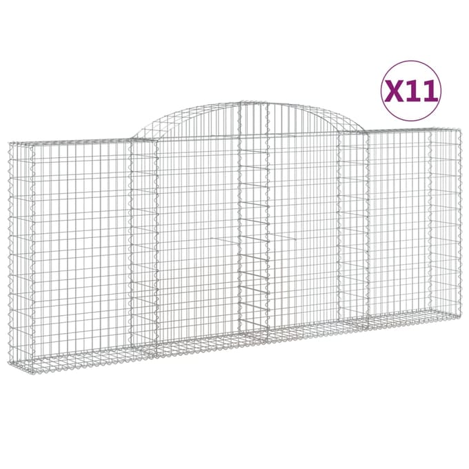 vidaXL - Schanskorven - 11 - st - gewelfd - 300x30x120/140 - cm - ijzer