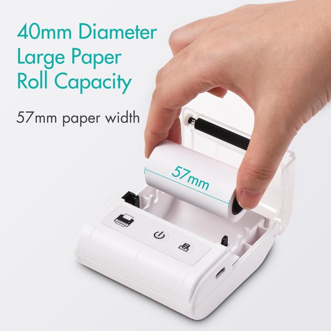 Draagbare mini thermische bonprinter USB- en BT-verbinding 2 inch 57 mm draadloze printer hoge snelheid wit