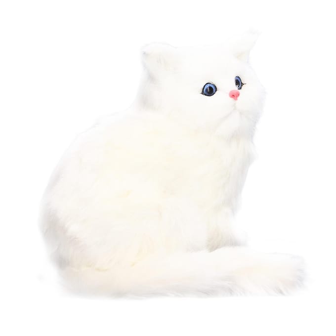 Simulatie Kat Wit Schattig Aantrekkelijk Pluche Nep Kat Speelgoed met 84mAh Batterij voor Speelgoed Cadeau Decoraties white