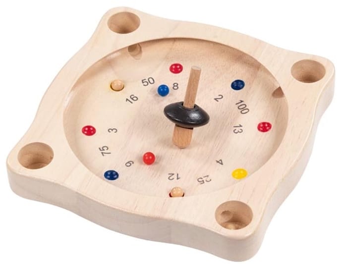 ROULETTE vierkant 22x22cm, rubberboomhout, 6+