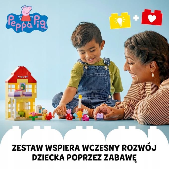 LEGO® DUPLO® Peppa Big verjaardagshuis speelset met 3 figuren, bouw- en leerspeelgoed voor kinderen vanaf 2 jaar, ontwikkelt de fijne motoriek en creatief rollenspel 10433