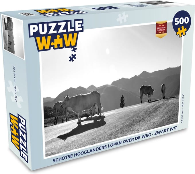 Puzzel Schotse hooglander - Licht - Berg - Natuur - Legpuzzel - Puzzel 500 stukjes