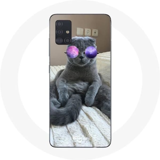 Samsung Galaxy A51 hoesje Kat met paarse bril