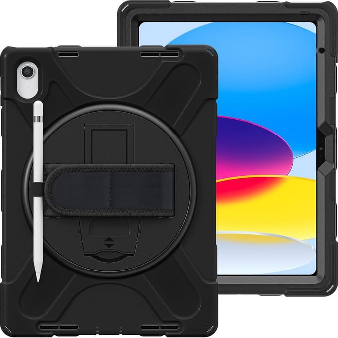eSTUFF iPad 11e/10e gen CHICAGO Full Body Defender-hoes met ingebouwde screenprotector - Zwart