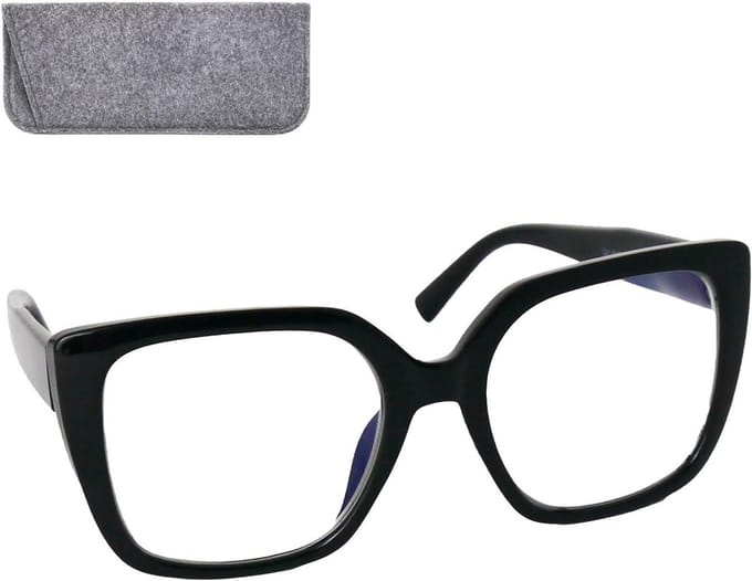 Oversized Leesbril - Vlinderbril Dames - Comfortabel Lezen - Dikke Rand Grote Glazen - +2.5 Dioptrie - Zwart