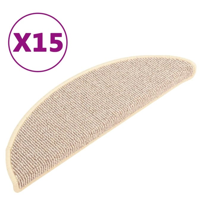 vidaXL - Trapmatten - 15 - st - 56x17x3 - cm - Wit - en - Bruin - Halfrond