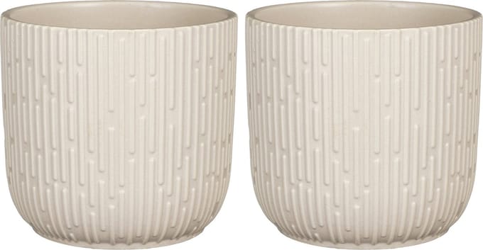 Mica Decorations Plantenpot/bloempot - 2x stuks - keramiek - mat wit - D17.5/H16 cm