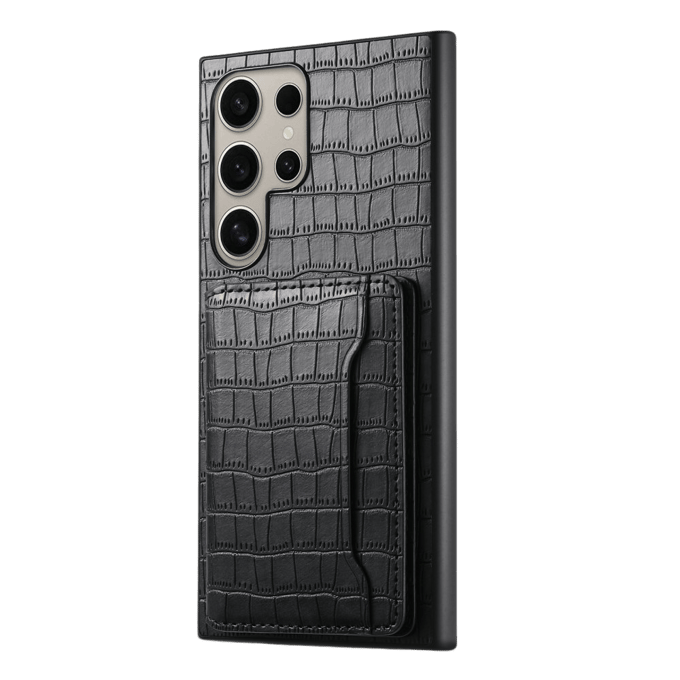 Mocaa Samsung Galaxy S24 Ultra Card Holder Backcover Croc Zwart