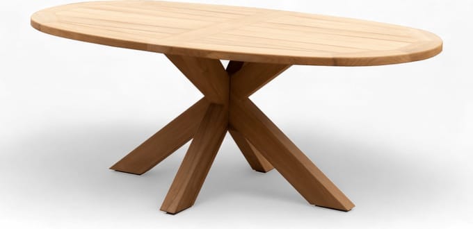 Belito® Teak ovale tuintafel 200 cm - Kruispoot - Weerbestendig - Teakhout