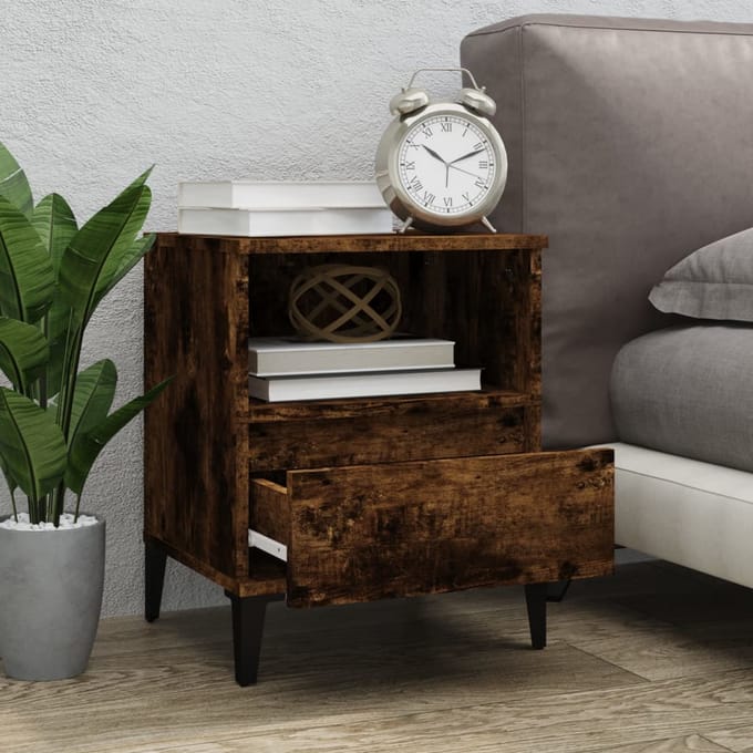 vidaXL - Nachtkastjes - 2 - st - 40x35x50 - cm - gerookt - eikenkleurig