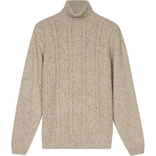 Baileys Trui High Rollneck Front Cable Knit Wool Blend Kitt / male