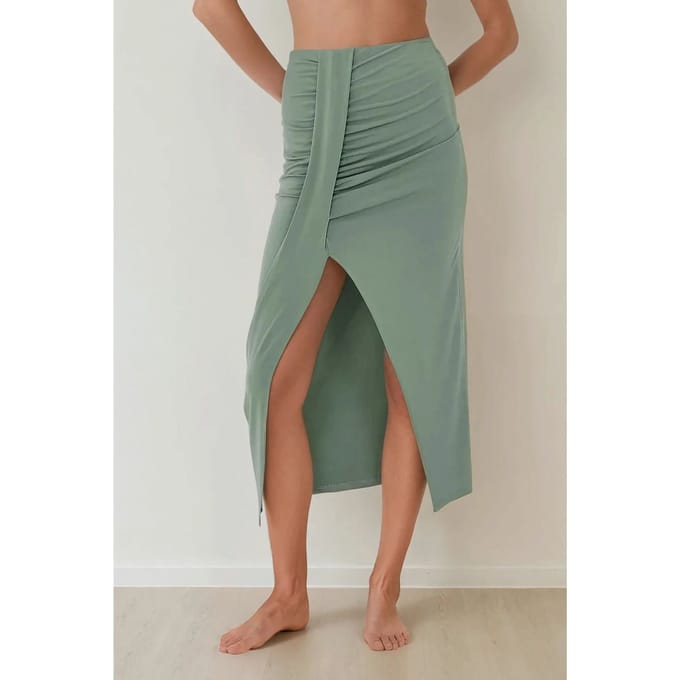 Hoge Taille Bodycon Draped Maxi Rok