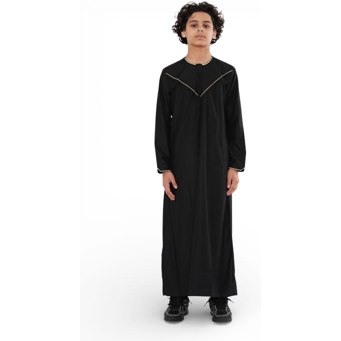Kinderen Jongens Ramadan Zwart Marokkaanse Jubba Robe Djellaba Eid Thobe - K-TT-006