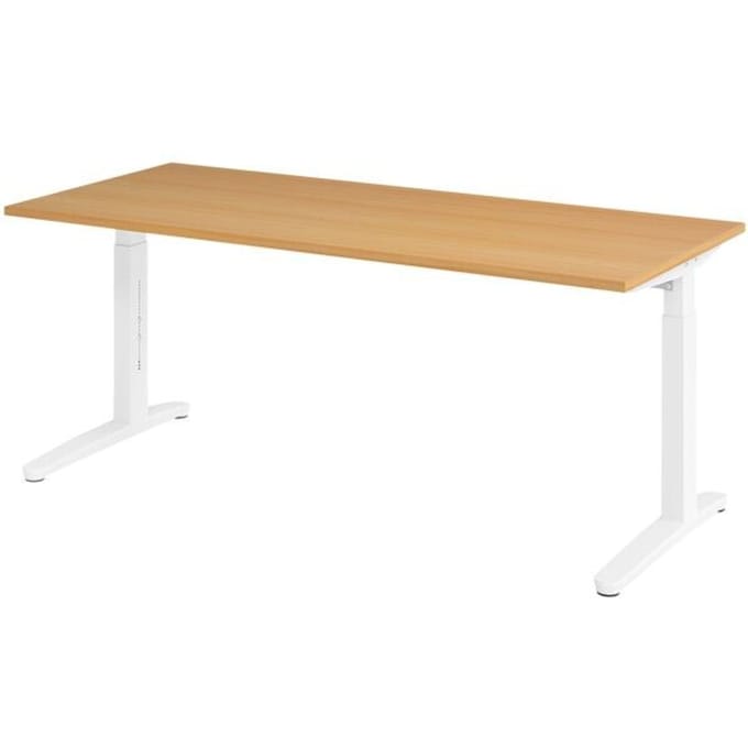 Bureau in hoogte verstelbaar (handmatig) »Alicante« 180 cm onderstel wit, slede