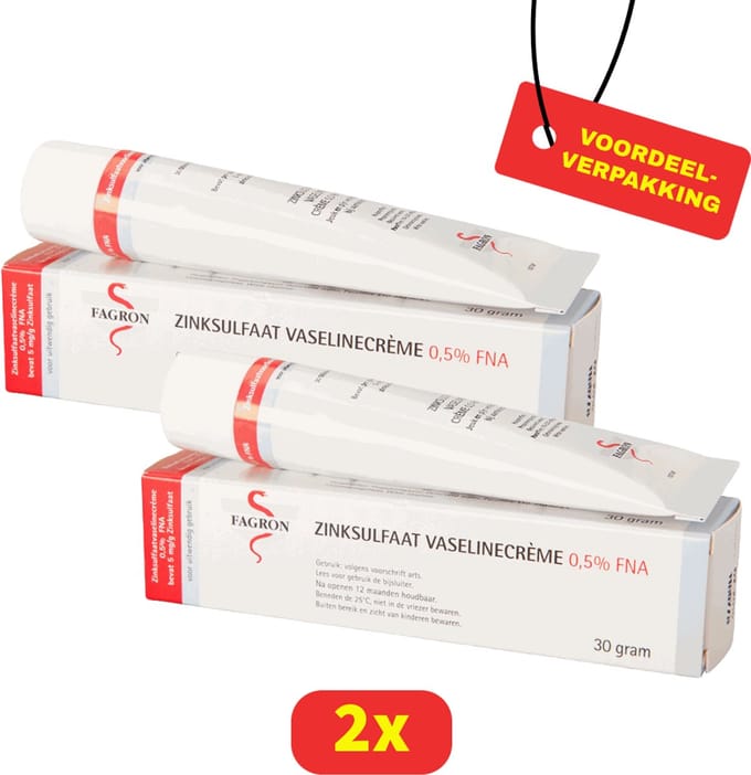 Fagron Zinksulfaat Vaselinecrème 0,5% FNA (2x 30g) - Voordeelverpakking!