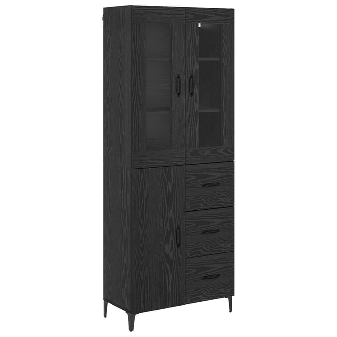 vidaXL Highboard Zwart Eiken 69,5 x 34 x 180 cm Bewerkt hout