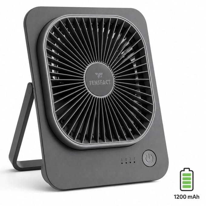 Mini Ventilator Oplaadbaar USB C – Draadloze Tafelventilator – Stille Bureau Ventilator – Camping Ventilator – 1200 mAh