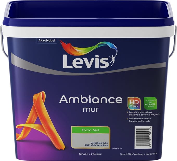 Levis - Ambiance Mur Extra Mat - Versailles Grijs - 5 L