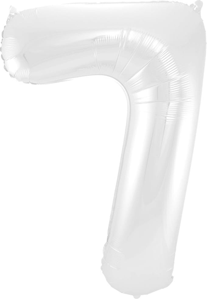 Folat - Folieballon Cijfer 7 Wit Metallic Mat - 86 cm