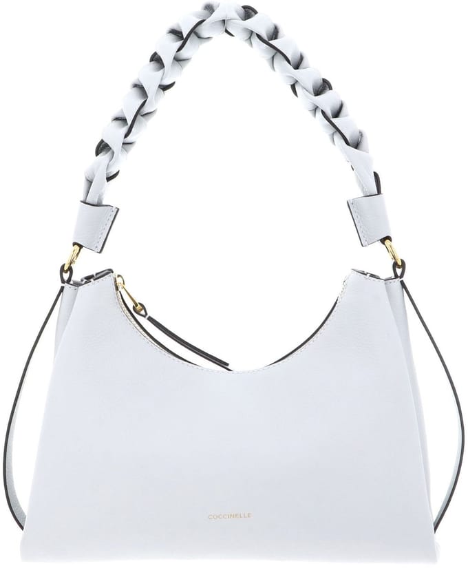 COCCINELLE Leren schoudertas Boheme Grana Double Shoulder Bag Snow / Greenery Lichtblauw