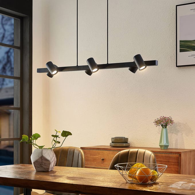 Lindby - hanglamp - 6lichts - Staal - H: 10.5 cm - GU10 - zwart