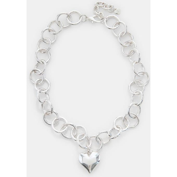 Stradivarius Ketting met hartbedel  Grijs OS