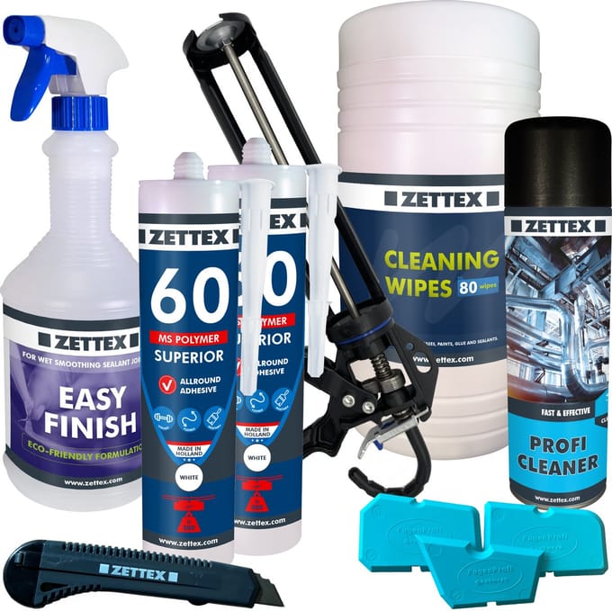 Zettex MS 60 Polymeerkit Superior - Montagekit – Lijmkit – Afdichtkit - Binnen & Buiten - 290ml – Wit - VOORDEELBUNDEL