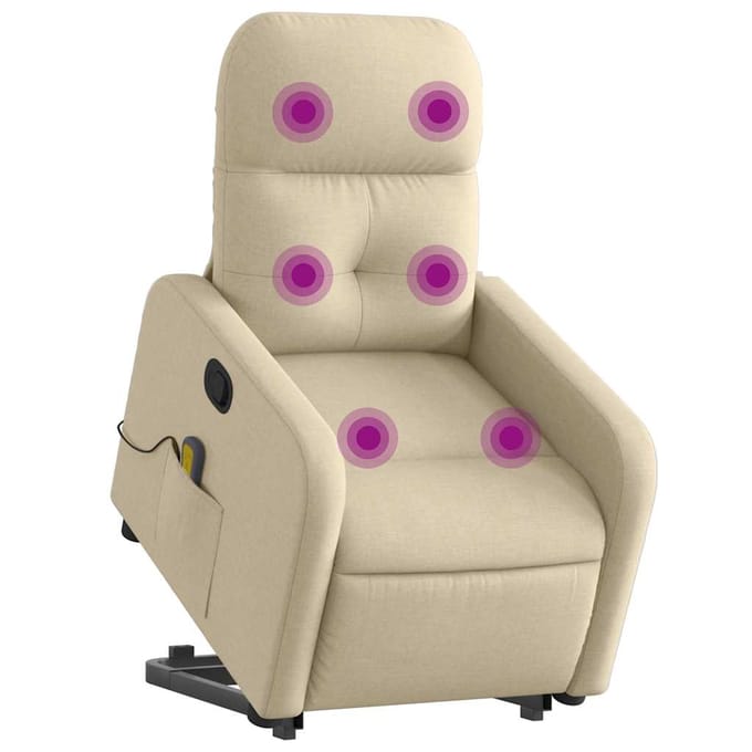 vidaXL - Sta-op-massagestoel - verstelbaar - stof - crèmekleurig