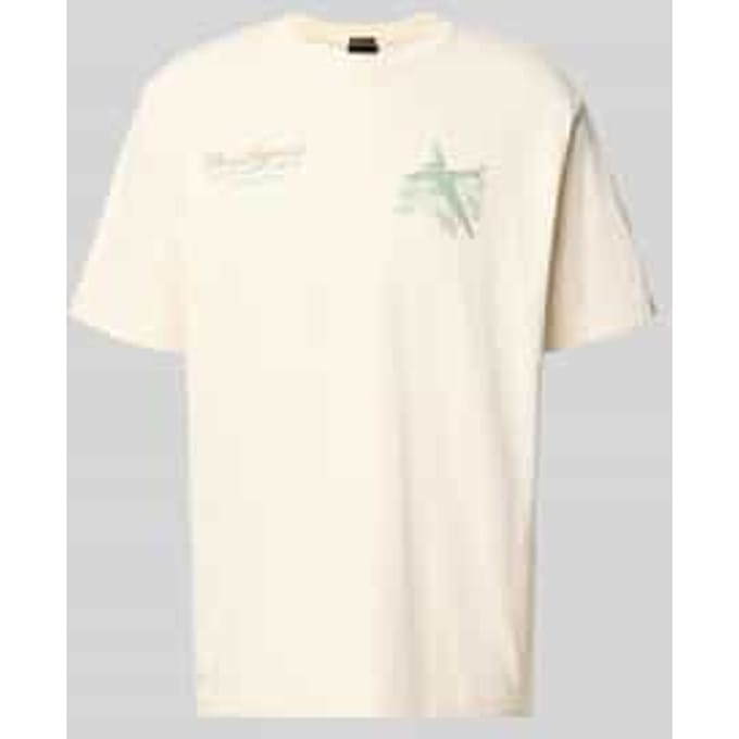 relaxed fit T-shirt met label-prints en ronde hals