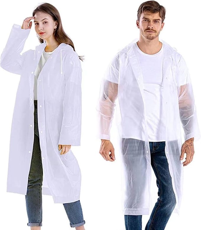 Wow Peach - Regenjas - Poncho - Cape - Licht en Compact - Outdoor - Volwassen - One Size - Wit/Transparant