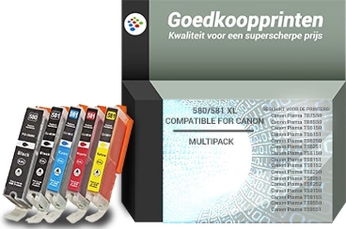 Huismerk Canon PGI-580 / CLI-581 XXL inkt cartridges 5-Kleuren Multipack (77ml)