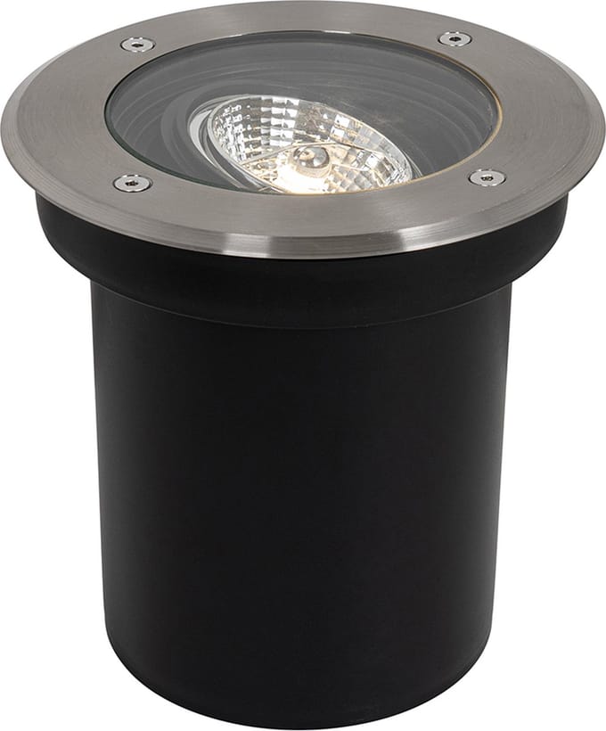 QAZQA delux - Moderne Grondspot - 1 lichts - Ø 16 cm - Staal - Buitenverlichting