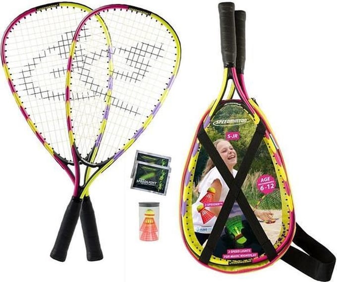 Speedminton Junior set - speedbadminton - crossminton - speed badminton set - oranje/rood/lila