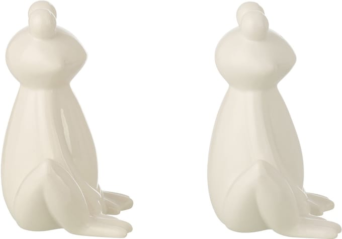J-Line decoratie Kikker - porselein - wit - doos van 2