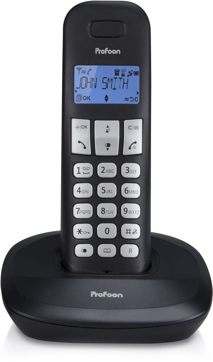 Profoon PDX-1100 DECT telefoon - 1 Handpost - Duidelijk verlicht display - Zwart