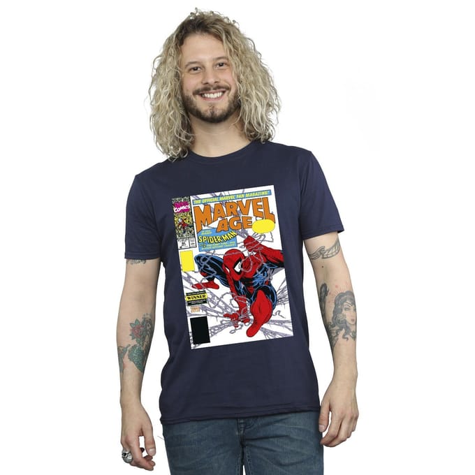 Marvel Heren Spider-Man Marvel Age Comic Cover T-Shirt (Marineblauw)