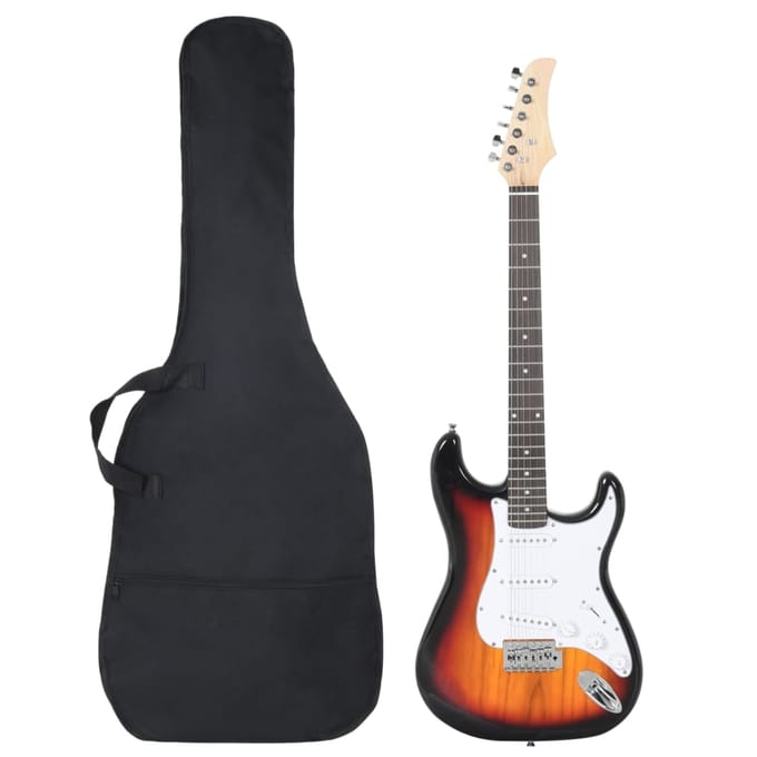 vidaXL Gitaar voor beginners elektrisch met tas 4/4 39" bruin en wit