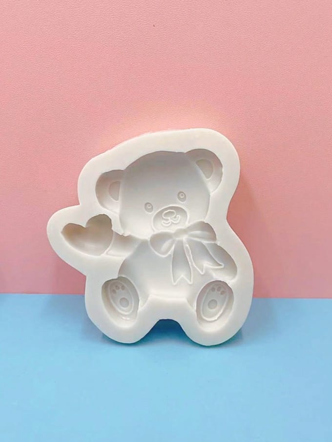 1 stuks Hartvormige Teddybeer Siliconen Mal one-size grijs