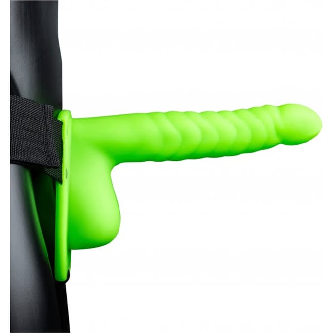 Glow in the Dark - Holle Strap-on dildo met ribbels
