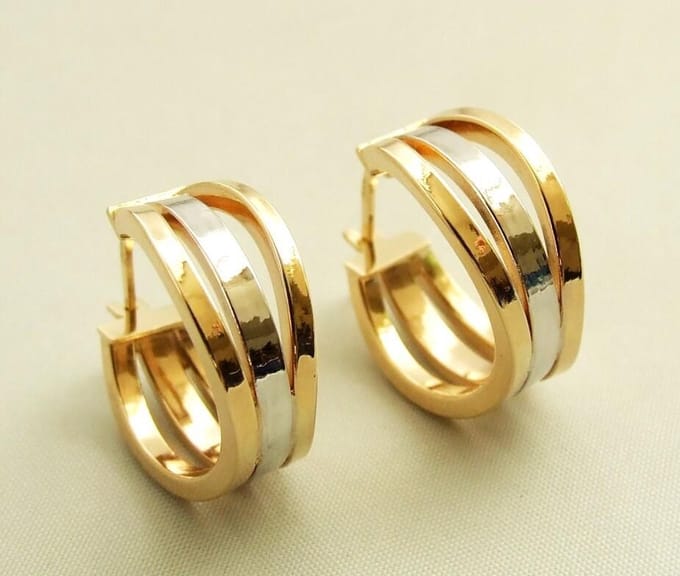 Christian 14 karaat bicolor gouden oorbellen