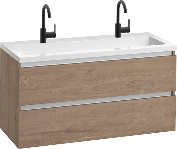 Saqu Gaia Badkamermeubel Set - 120x52 cm - Voorgemonteerd - Bruin - Wastafelmeubel - Badmeubel