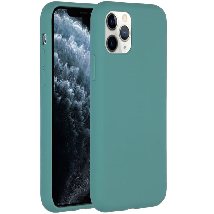 Accezz Hoesje - Geschikt voor Apple iPhone 11 Pro - Liquid Silicone Backcover - Donkergroen