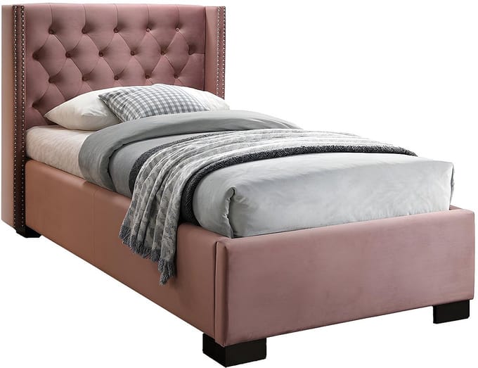 Vente-unique Bedframe fluweel roze 90 x 200 cm MASSIMO
