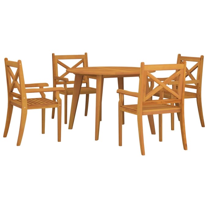 vidaXL - 5-delige - Tuinset - massief - acaciahout