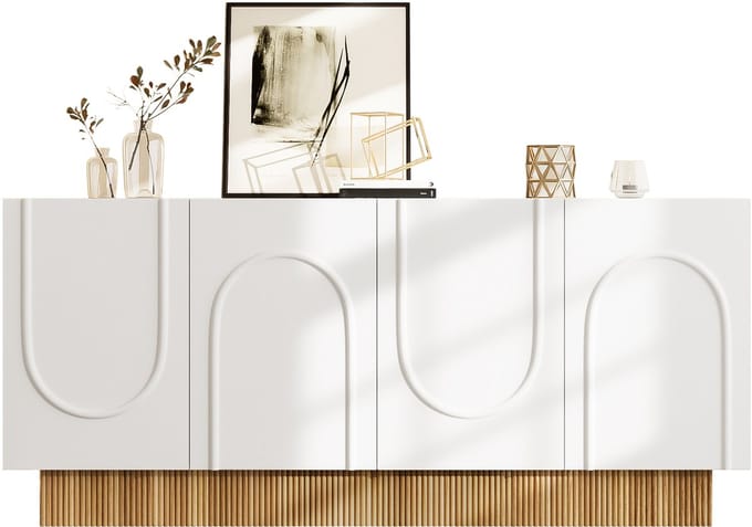 Sideboard 160 x 75 x 38 cm - 4 Deuren met Grote Opbergruimte - U-vorm - Woonkamer