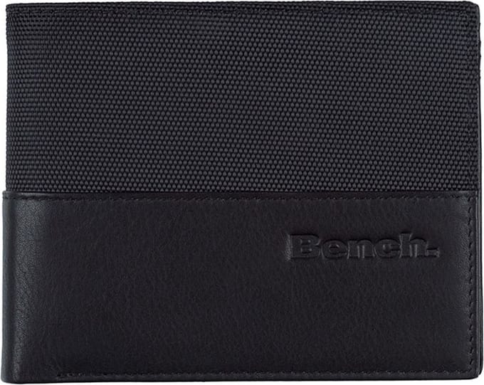 Bench Carbon portemonnee leer 12 cm - Jongens - Horizontaal - schwarz