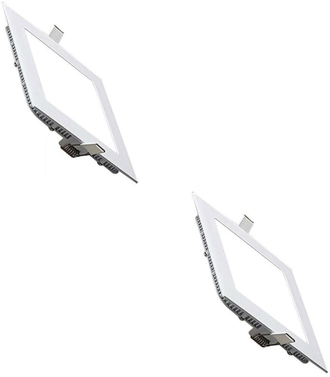 LED Downlight Slim 2 Pack - Inbouw Vierkant 3W - Helder/Koud Wit 6400K - Mat Wit Aluminium - 89mm