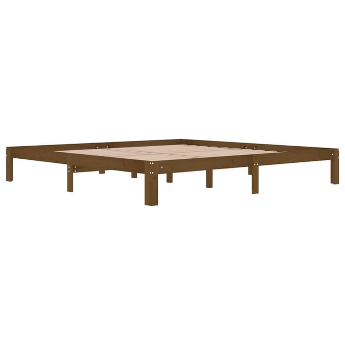 vidaXL - Bedframe - massief - grenenhout - honingbruin - 200x200 - cm